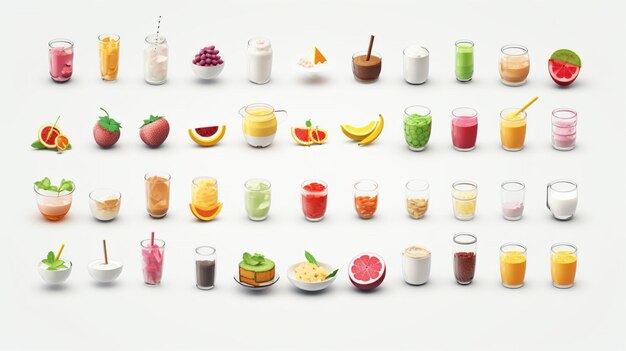 Photo colorful 3d icon sets of food and beverage industry