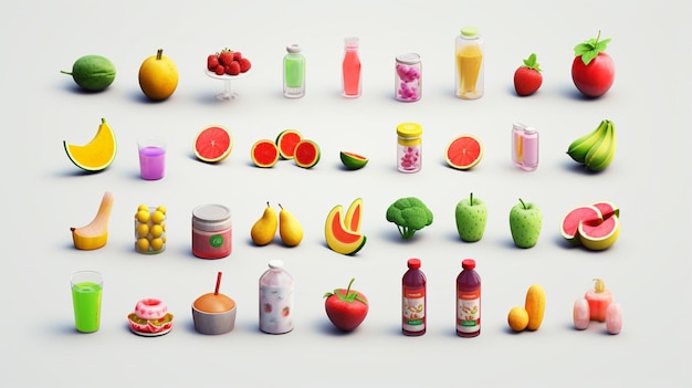 Colorful 3D Icon Sets of food and beverage industry