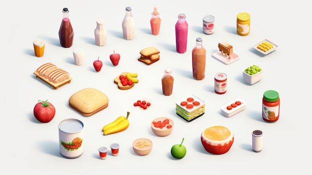 Colorful 3D Icon Sets of food and beverage industry