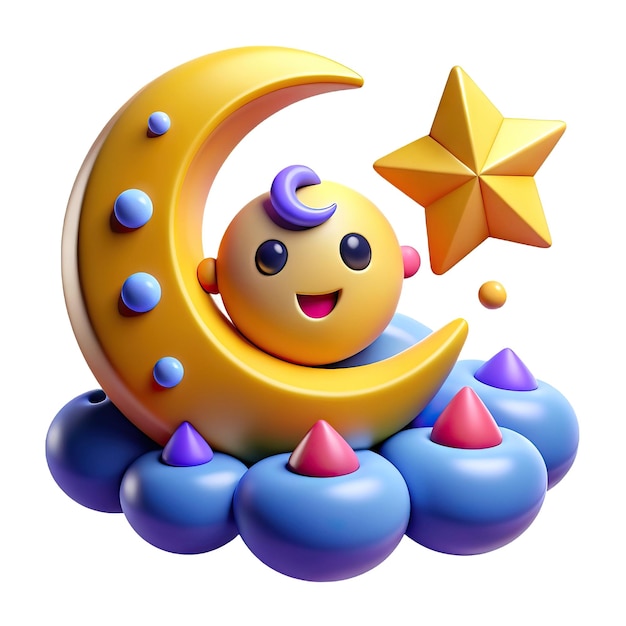 Фото Красочная 3d-иллюстрация с лунной радугой и игровыми элементами