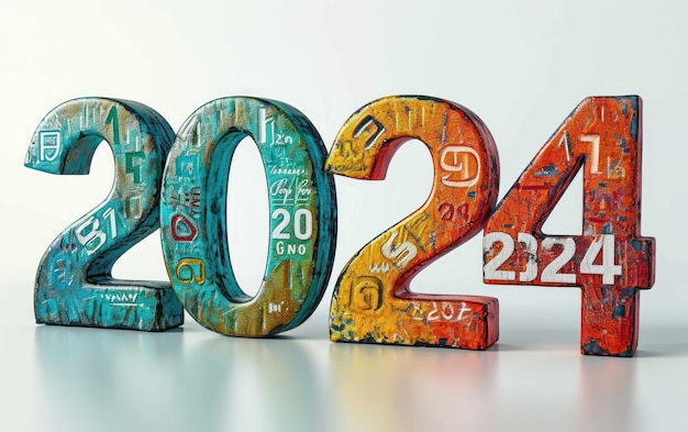 Colorful 3D Lettering for Happy New Year 2024