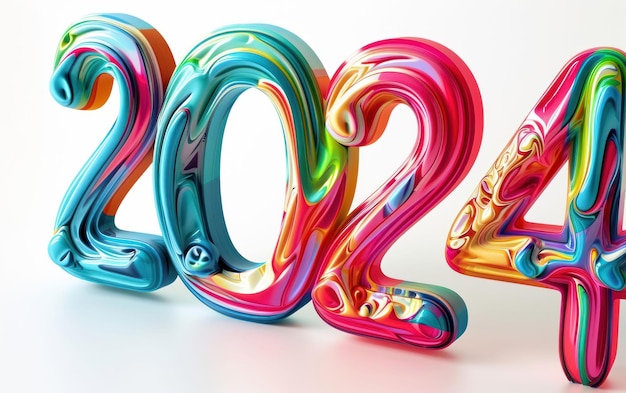 Colorful 3D Lettering for Happy New Year 2024