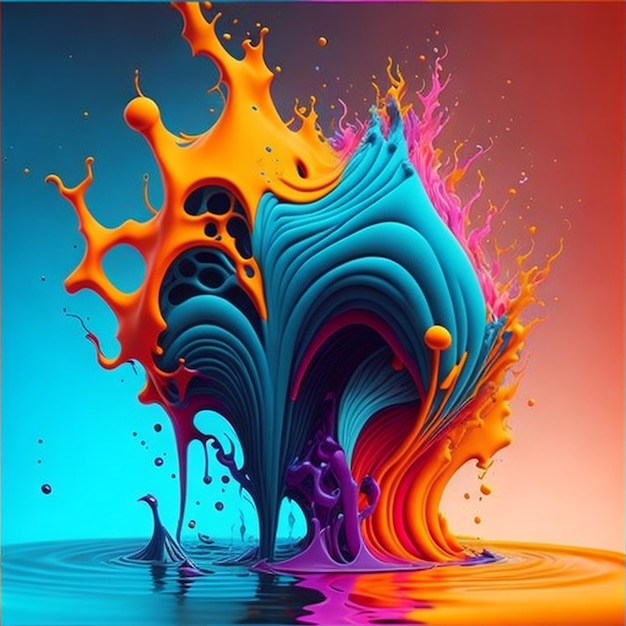 Colorful 3d liquid abstract shapes splash