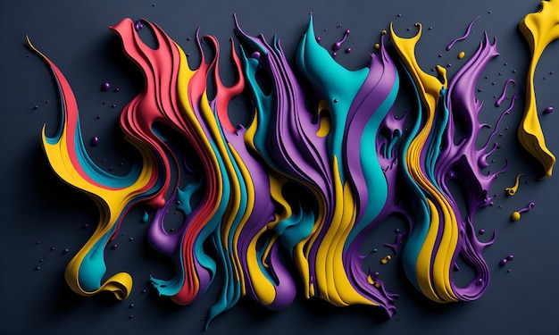 Colorful 3d liquid posters splash explosion