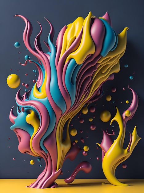 Colorful 3d liquid posters splash explosion