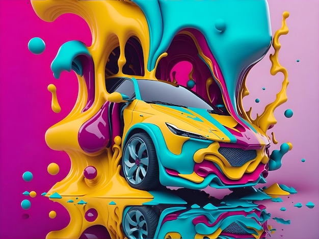 Colorful 3d liquid posters with abstract shapes splash