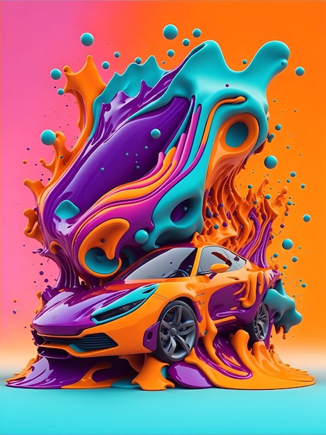 Foto manifesti liquidi 3d colorati con schizzi di forme astratte