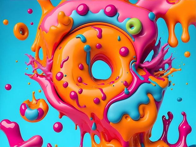 Colorful 3d liquid posters with abstract shapes splash