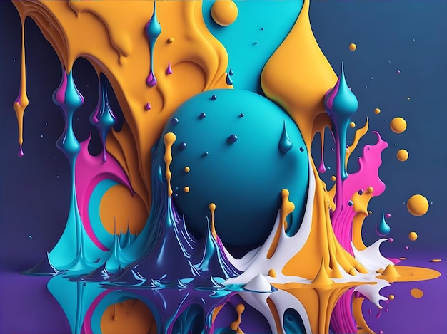 Colorful 3d liquid posters with abstract shapes splash