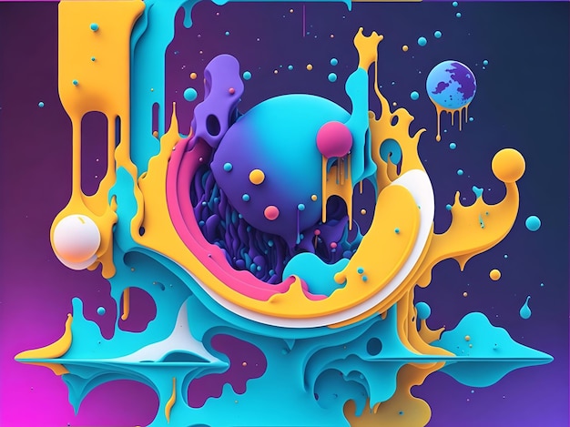 Colorful 3d liquid posters with abstract shapes splash