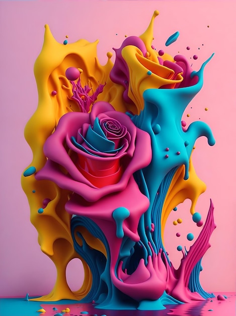 Colorful 3d liquid posters with abstract shapes splash