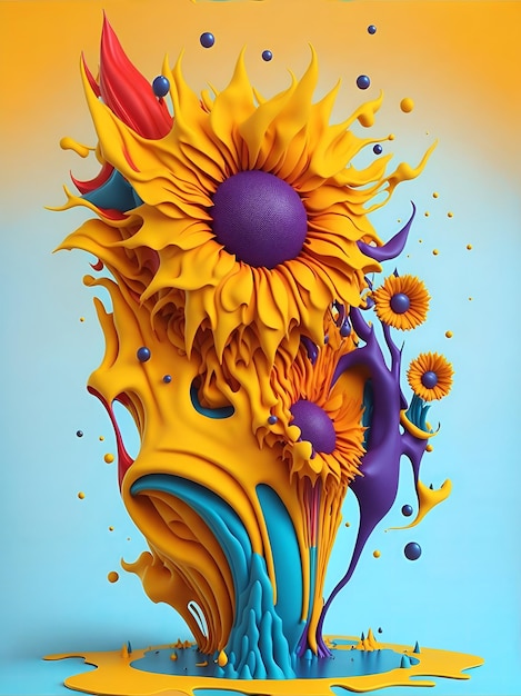 Colorful 3d liquid posters with abstract shapes splash