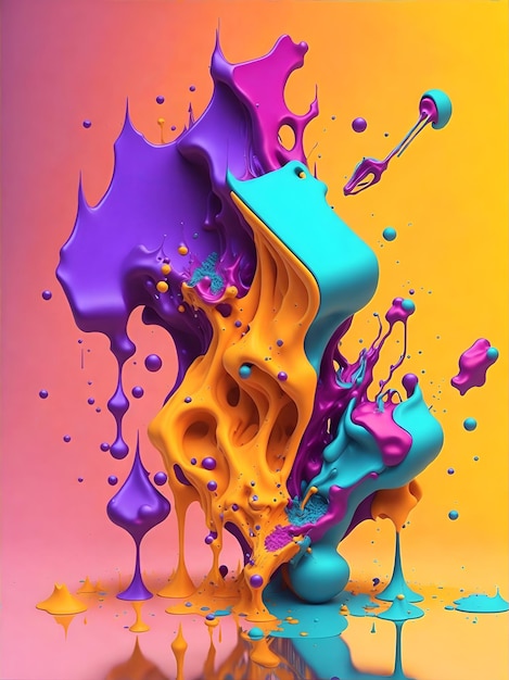 Colorful 3d liquid posters with abstract shapes splash