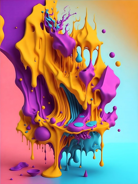 Colorful 3d liquid posters with abstract shapes splash