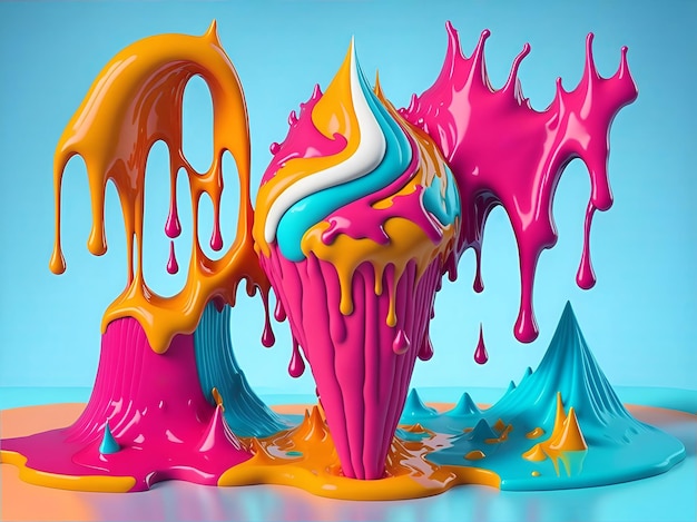 Colorful 3d liquid posters with abstract shapes splash