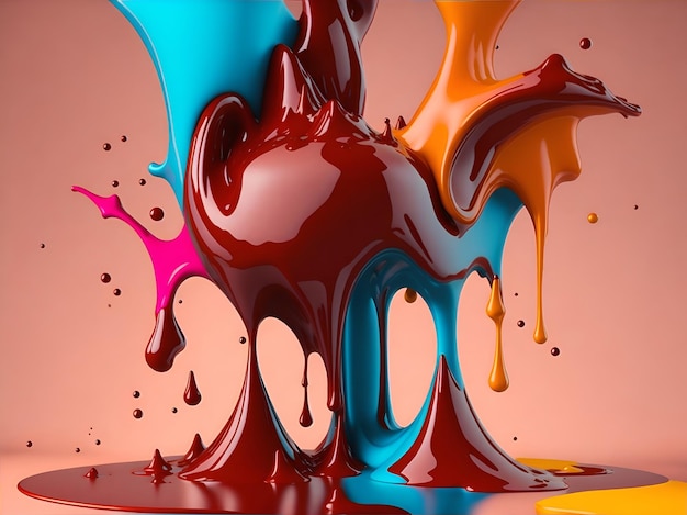 Colorful 3d liquid posters with abstract shapes splash