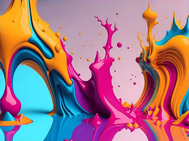 Colorful 3d liquid posters with abstract shapes splash