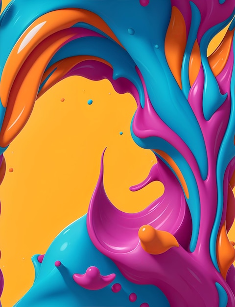 Colorful 3d liquid posters with abstract shapes splash