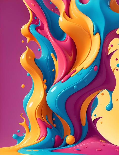 Colorful 3d liquid posters with abstract shapes splash