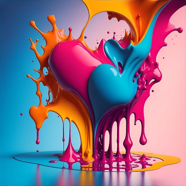 Colorful 3d liquid posters with balloon shapes splash