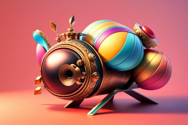 Colorful 3d model rendering creative design abstract items props wallpaper background