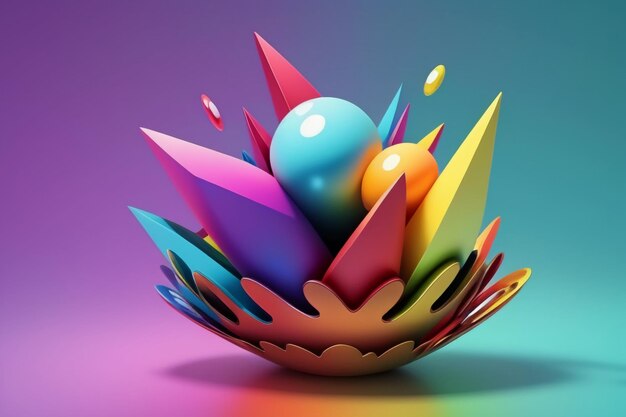 Colorful 3d model rendering creative design abstract items props wallpaper background