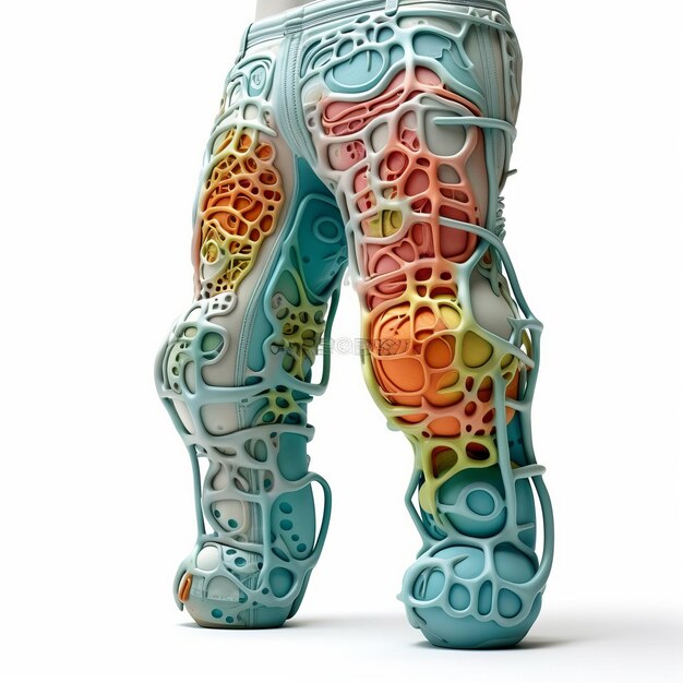 Colorful 3d Printed Trousers With Detailed Anatomy And Biomorphic Forms