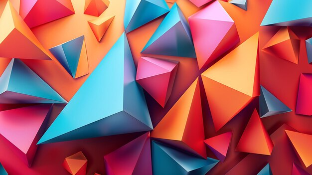 Colorful 3D pyramids Geometric abstraction Modern background