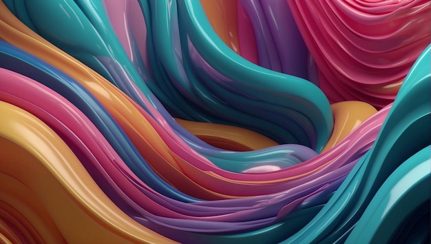 Colorful 3D rendering of intertwined ribbons