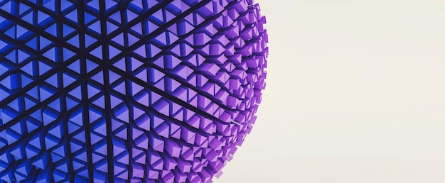 Sfera 3d colorata in stile futuristico, sfondo formato banner. ideale per layout di siti web e riviste