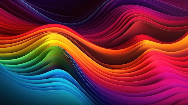 Photo colorful 3d wavy background generative ai