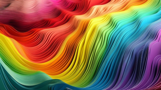 Colorful 3d wavy background Generative Ai