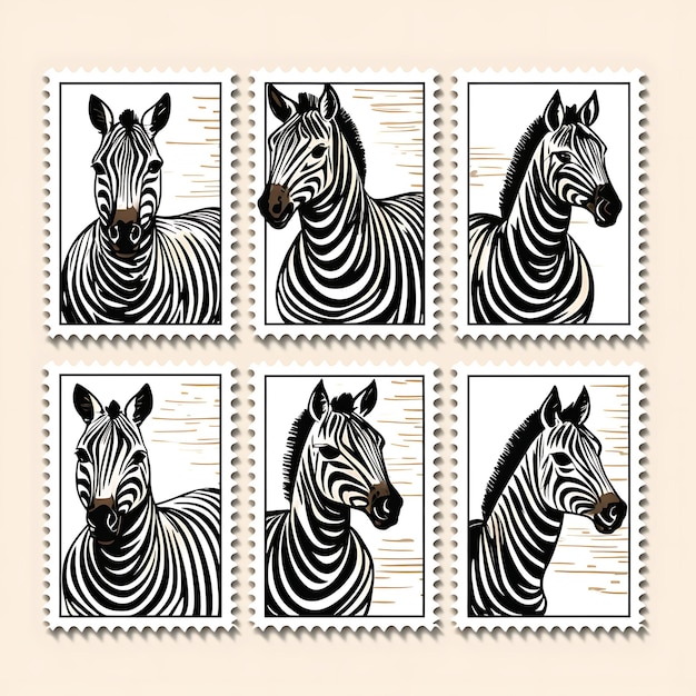 Фото Красочный млекопитающий зебра с гоночным костюмом, быстро бегущий с сдерживающим животным идея коллекции марок