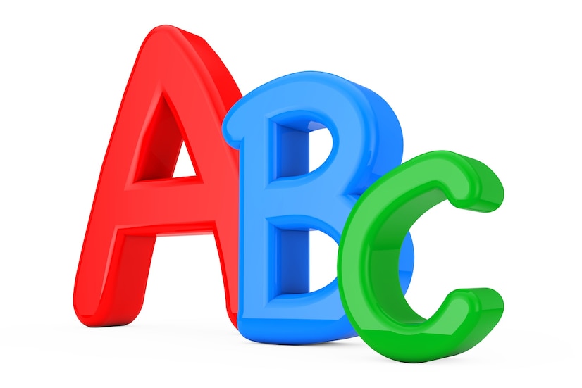 Premium Photo | Colorful abc language learning sign on a white ...