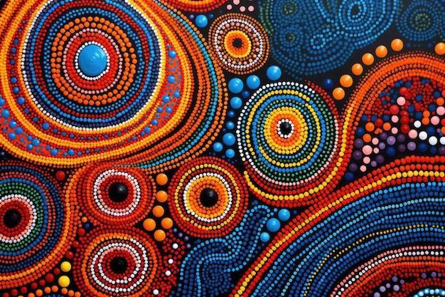 Colorful abstract aboriginal dot painting