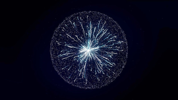 colorful abstract animation of plasma ball lamp energy and beautiful zippers on the black background