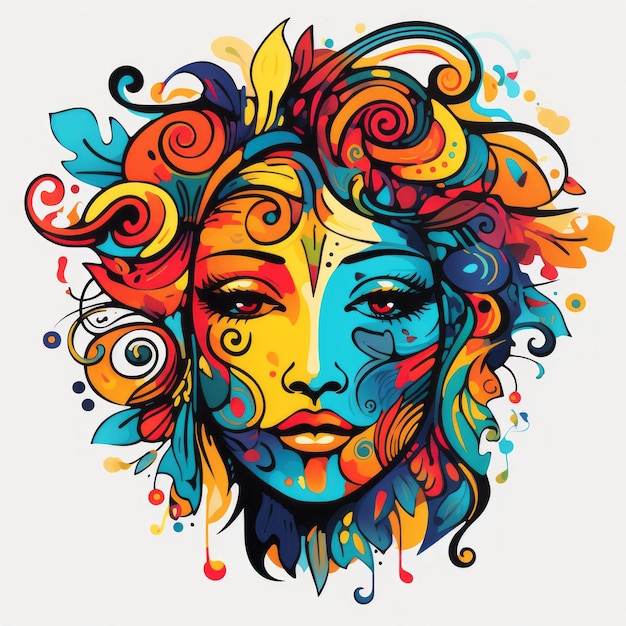 Foto illustrazione d'arte astratta colorata di una donna con i capelli che scorrono