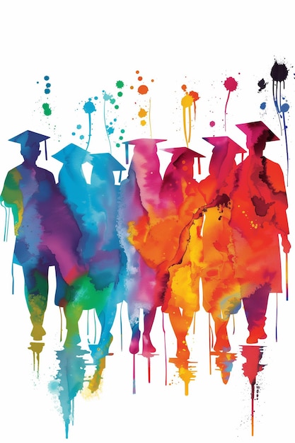 Photo colorful abstract art of vibrant academic graduates