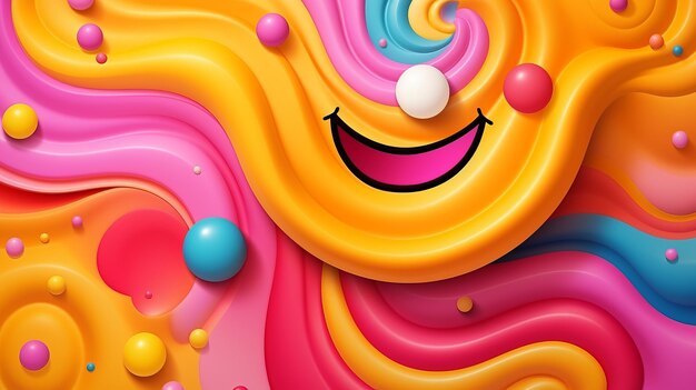 colorful abstract art with a smiley face on it