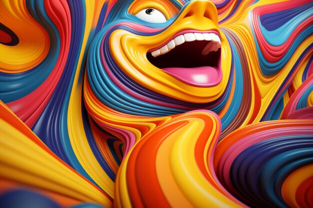 colorful abstract art with a smiling face