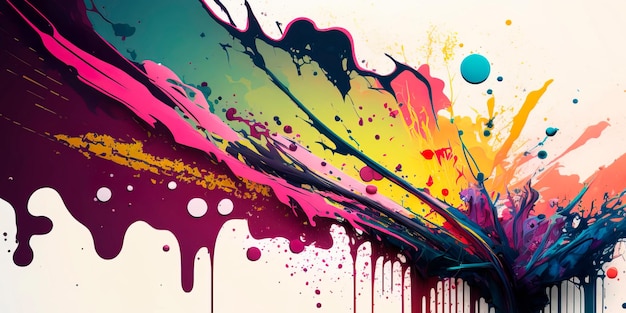塗料の飛沫と滴りを伴うカラフルな抽象芸術 ジェネレーティブ AI