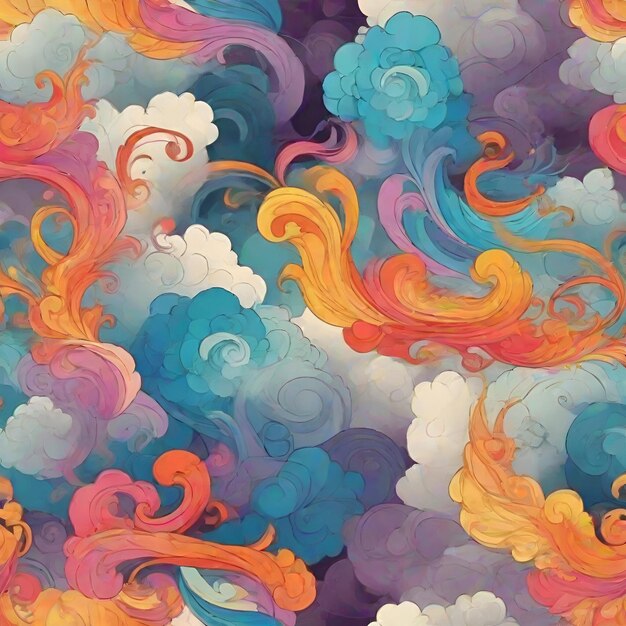 Colorful Abstract Art with Swirling Cloud Patterns