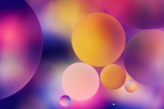 Colorful abstract background of bubbles in water macro space planets and universe concept creati