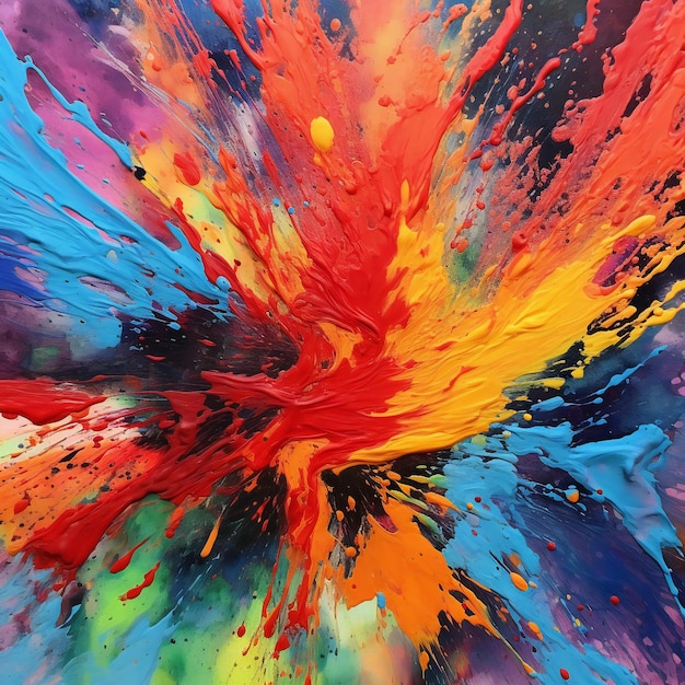 Colorful abstract background of oil paint splashes in different colors