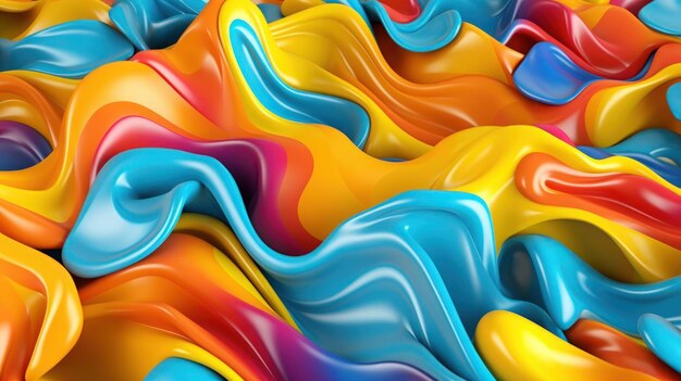 A colorful abstract background of a plastic liquid with various shapes gradient and textures