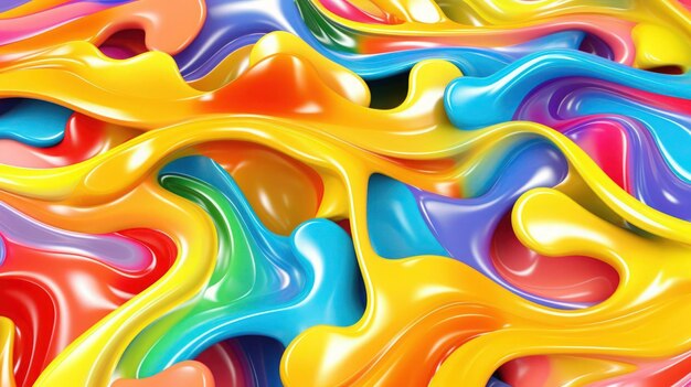 A colorful abstract background of a plastic liquid with various shapes gradient and textures