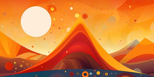 colorful abstract background in the shape of a triangle and yellow dots in the style of orange and