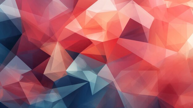 A colorful abstract background of triangles and the red one.