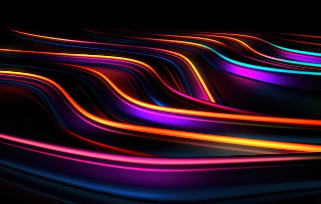 A colorful abstract background with a black background and a neon light.