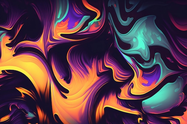 A colorful abstract background with a black background and a purple and orange design.